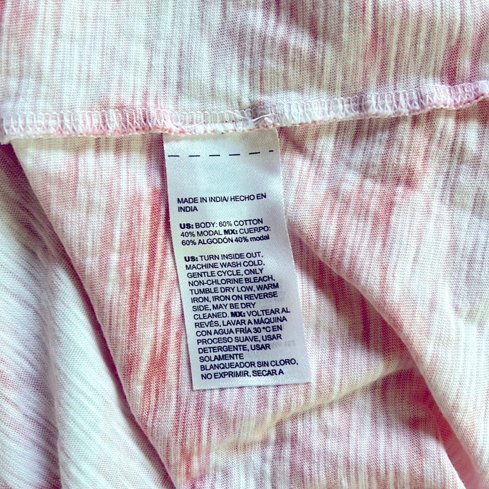 Chico’s Size 1 US Medium Pink & White Roll Tab Sleeve Women’s Top - Picture 5 of 5